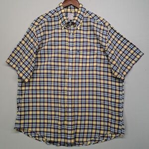 Brooks Brothers 346 Original Polo Shirt Short Sleeve Button Down XL Plaid Yellow